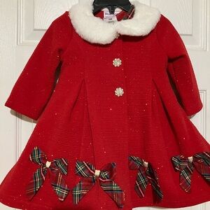 Festive Holiday/Christmas Red Coat and matching dress ensemble. NWOT